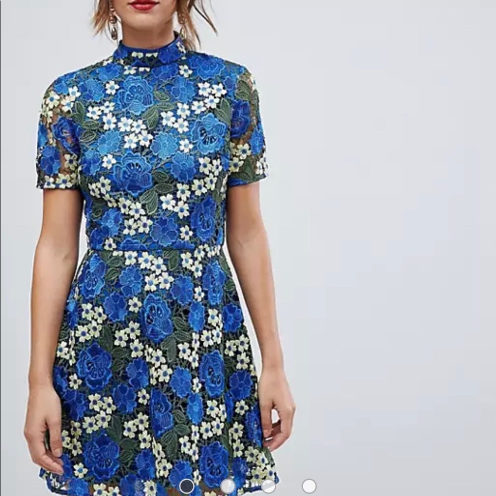 ASOS DESIGN bright floral crochet lace shift mini dress